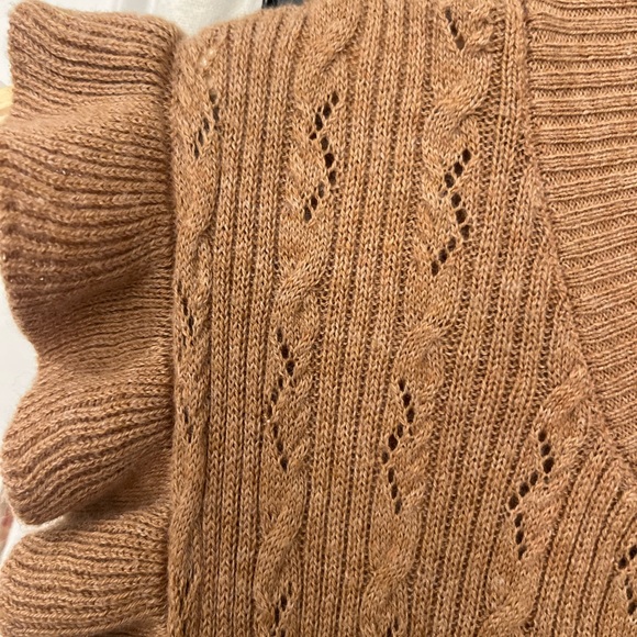 PAIGE Tan Ribbed Ruffled Tank Top - Picture 3 of 4